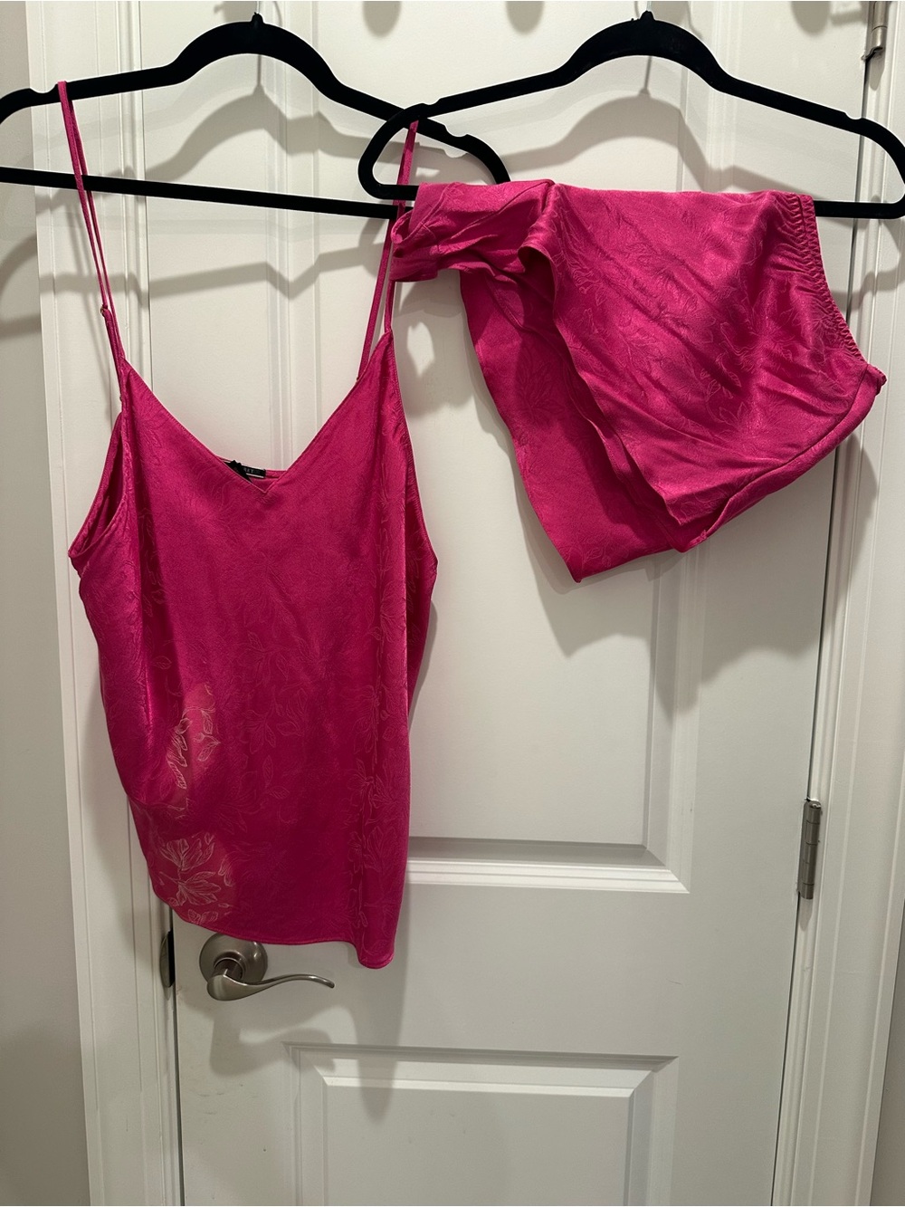 Victoria's Secret Hot Pink Satin Cami & Shorts Pajama Set